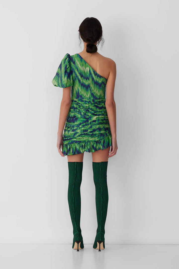 The Wolf Gang Seren Asymmetric Mini Dress- Rainforest