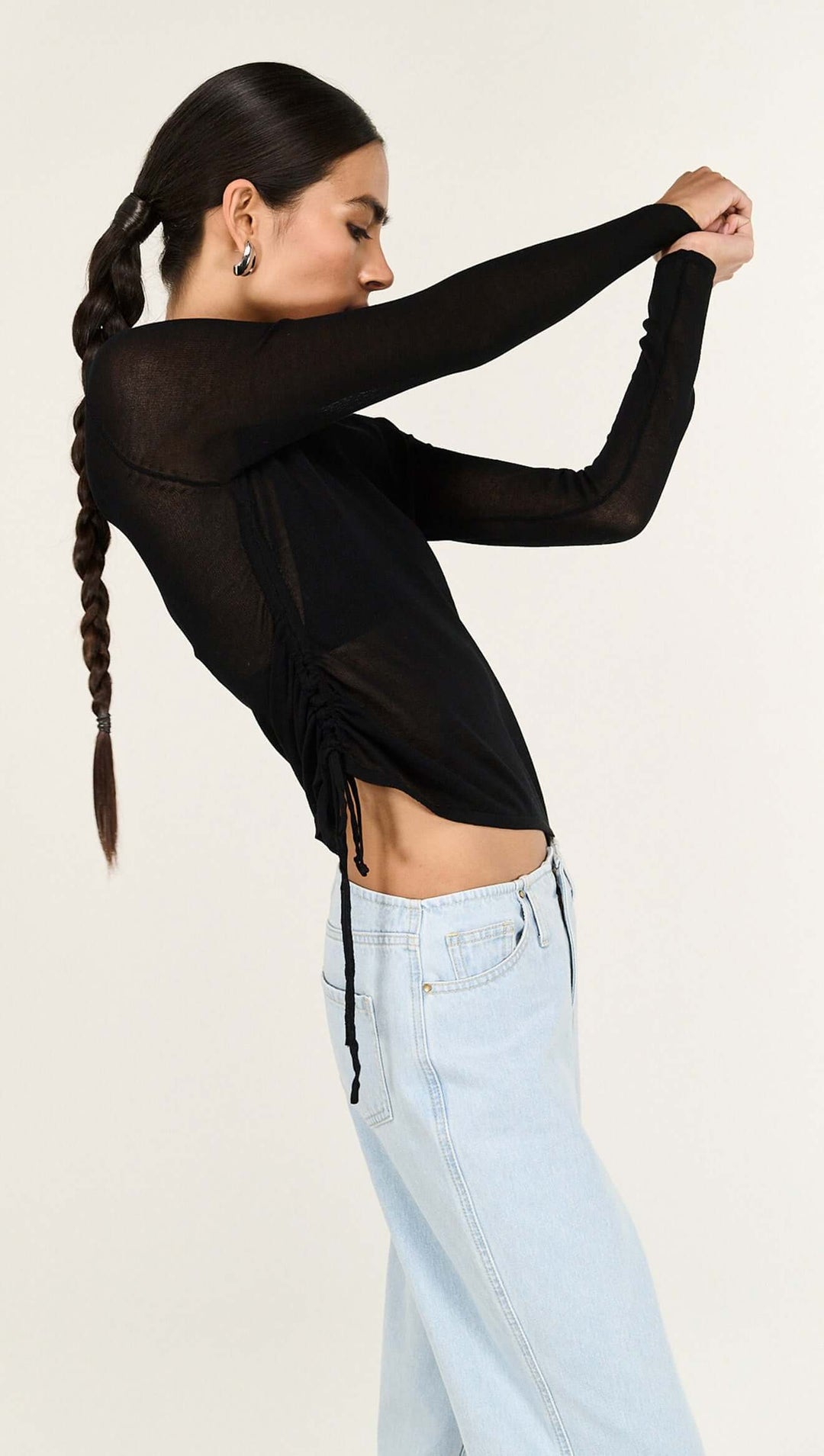 Staple The Label Leni Drawstring Sheer Knit - Black