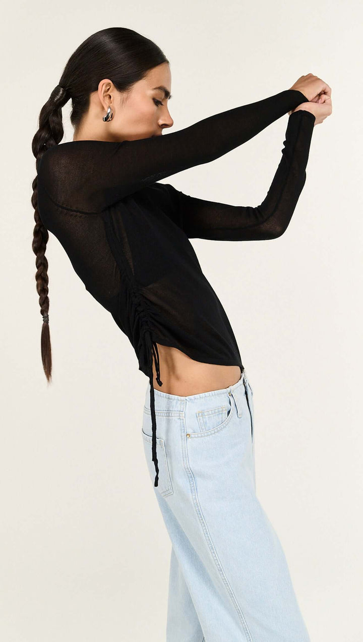 Staple The Label Leni Drawstring Sheer Knit - Black