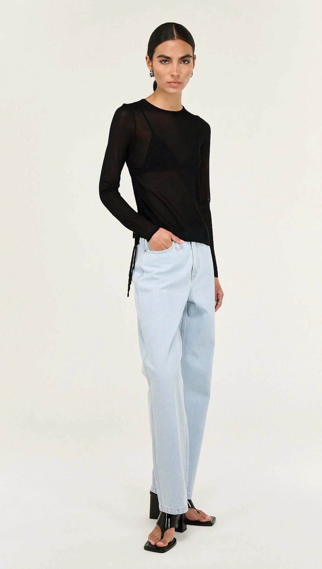 Staple The Label Leni Drawstring Sheer Knit - Black