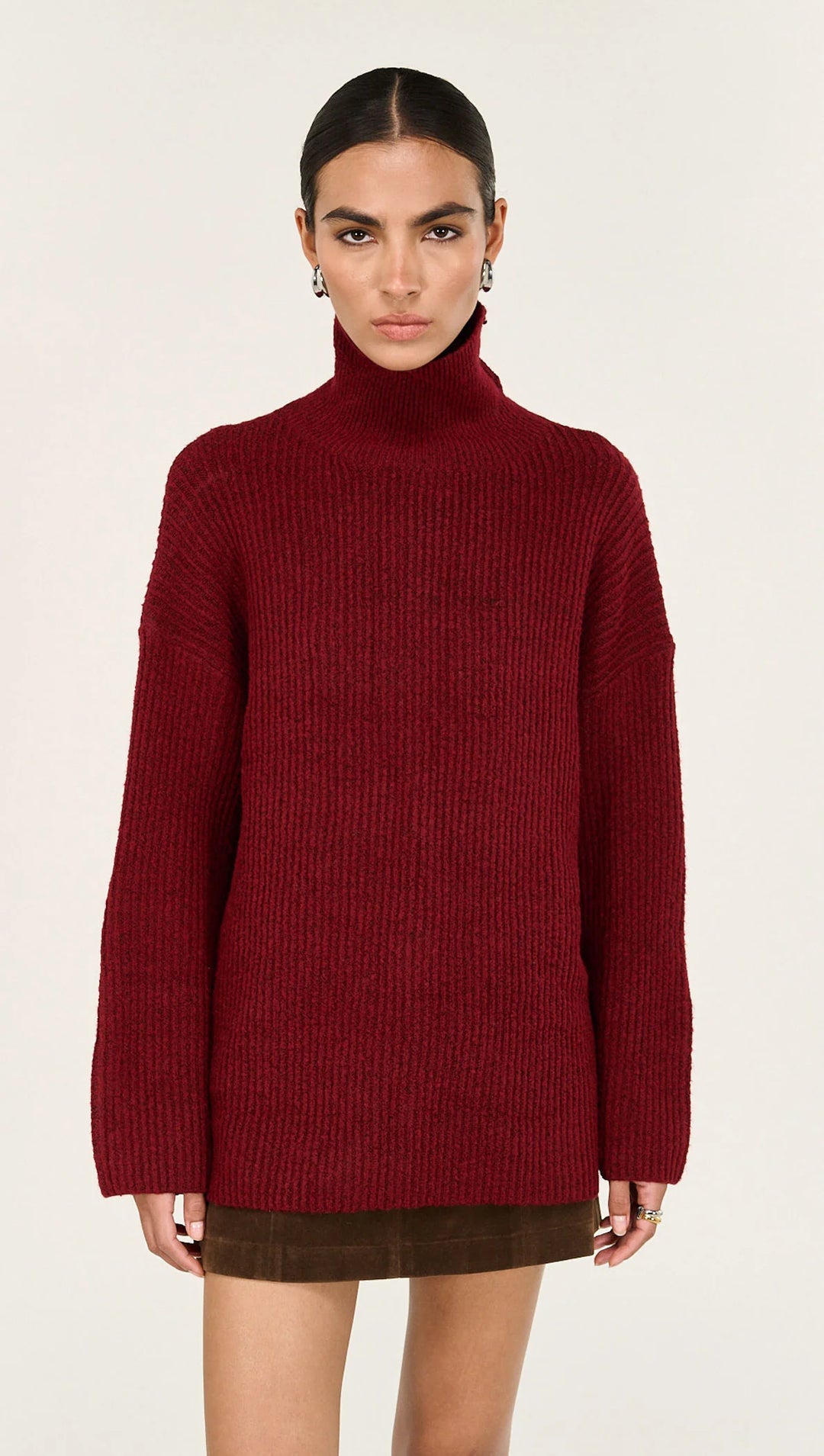 Staple The Label Sabine Roll Neck Jumper - Dark Red