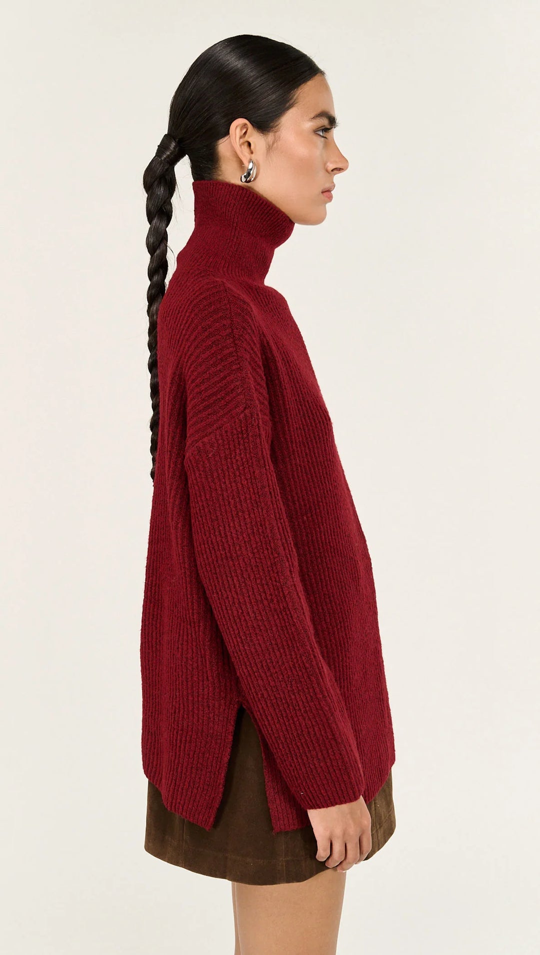 Staple The Label Sabine Roll Neck Jumper - Dark Red
