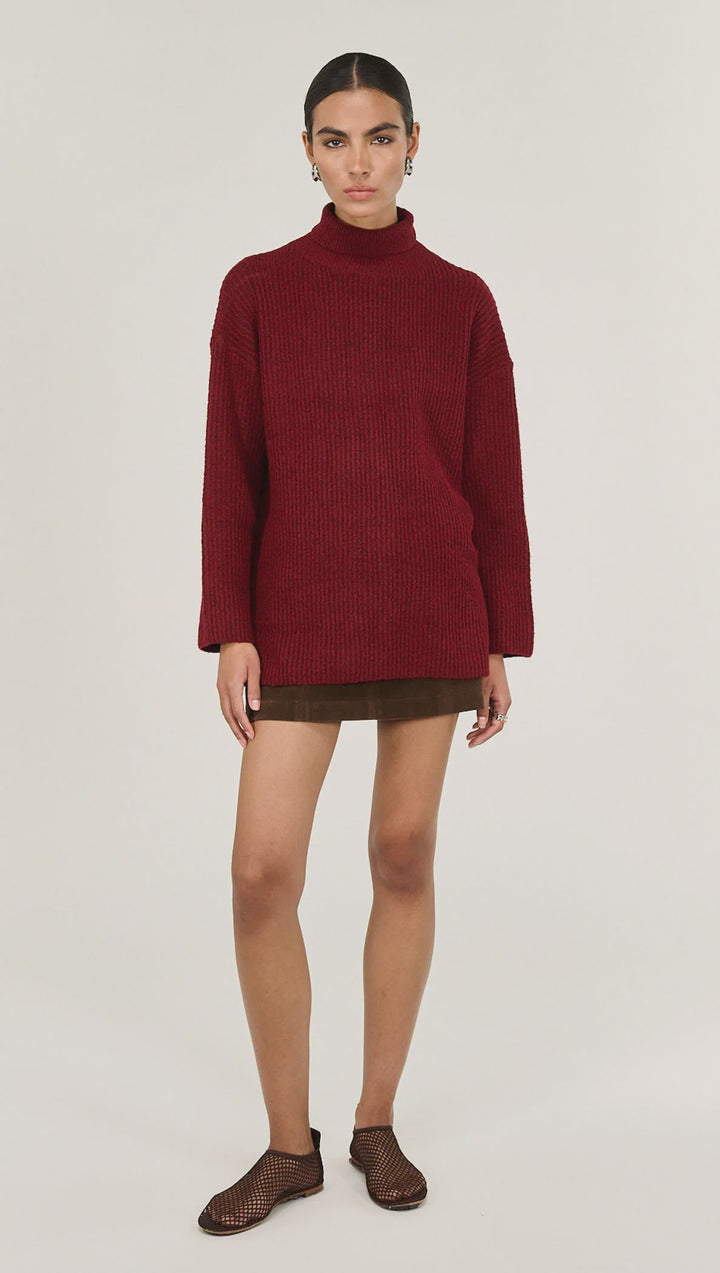 Staple The Label Sabine Roll Neck Jumper - Dark Red