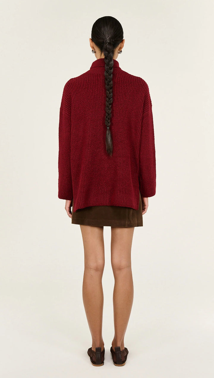 Staple The Label Sabine Roll Neck Jumper - Dark Red