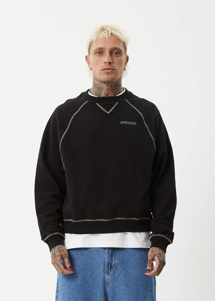 Afends Burner Recycled Crew Neck Jumper - Black