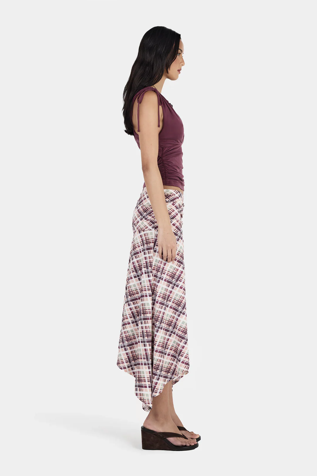 Ownley Farrah Midi Skirt - Berry Plaid