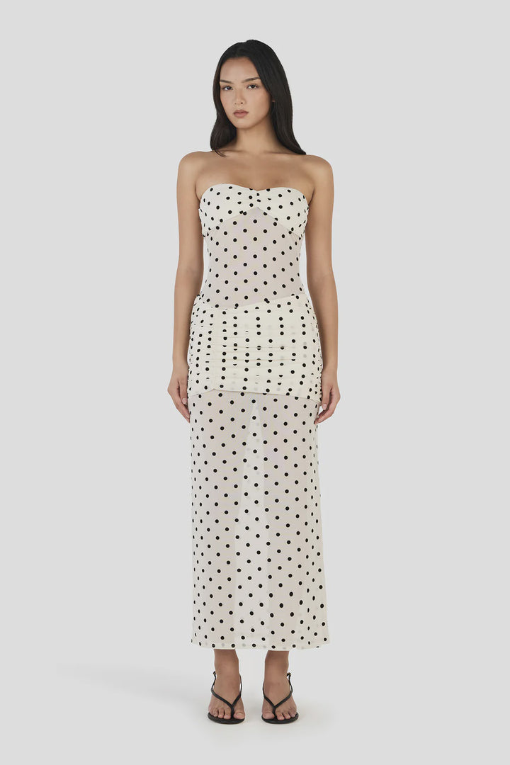 Ownley Vanessa Maxi Dress-Polka Cream
