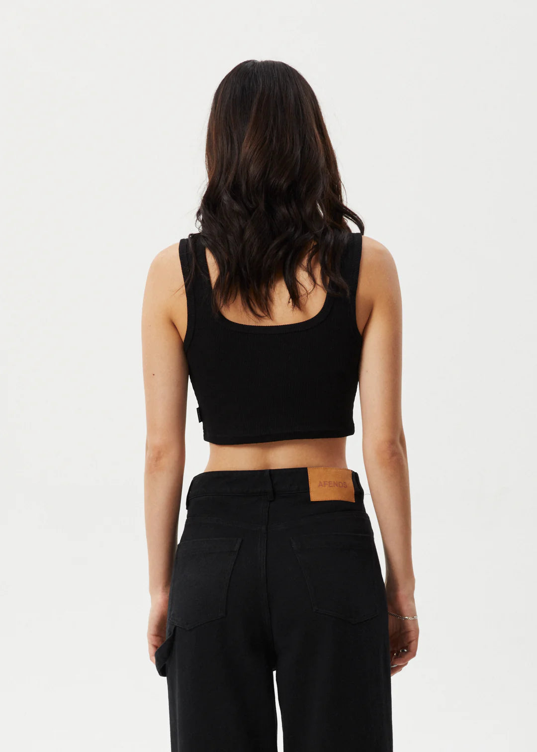 Afends Chia Rib Cropped Singlet - Black