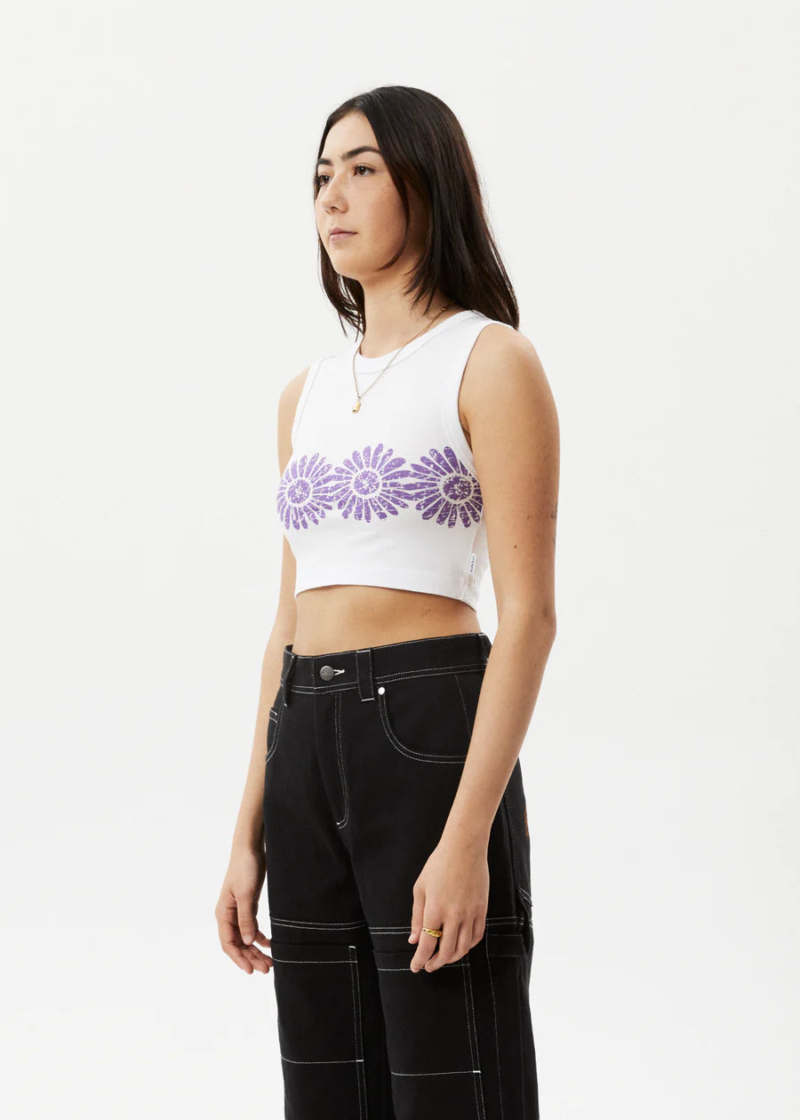 Afends Daisy Cropped Singlet - White