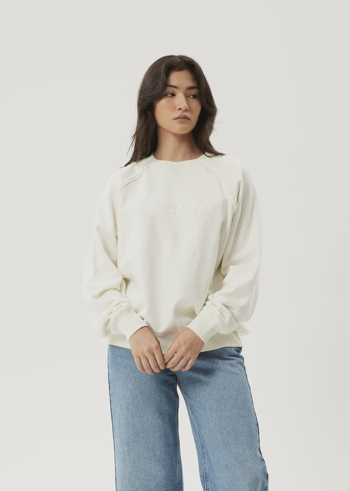 Afends Cutback Recycled Raglan Crewneck- Off White