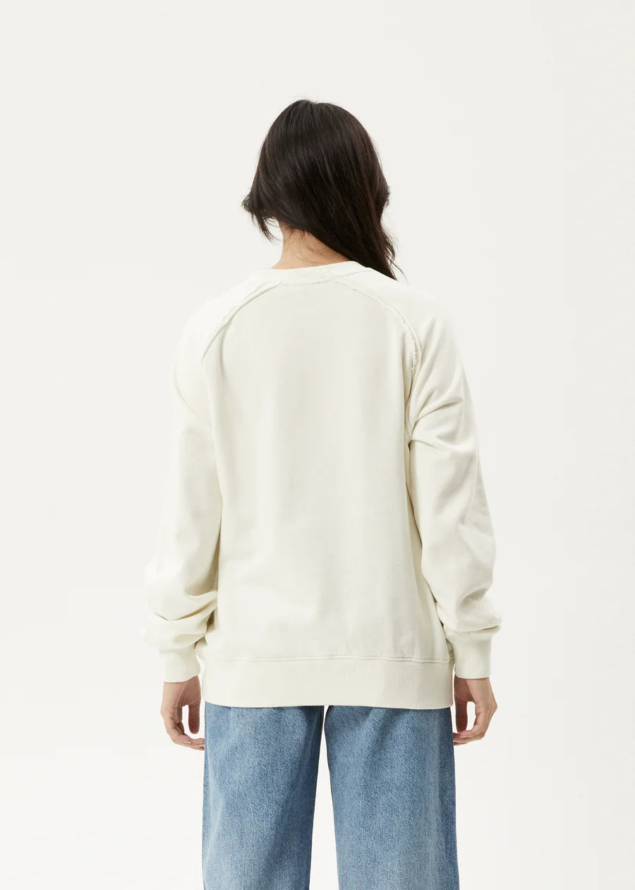 Afends Cutback Recycled Raglan Crewneck- Off White