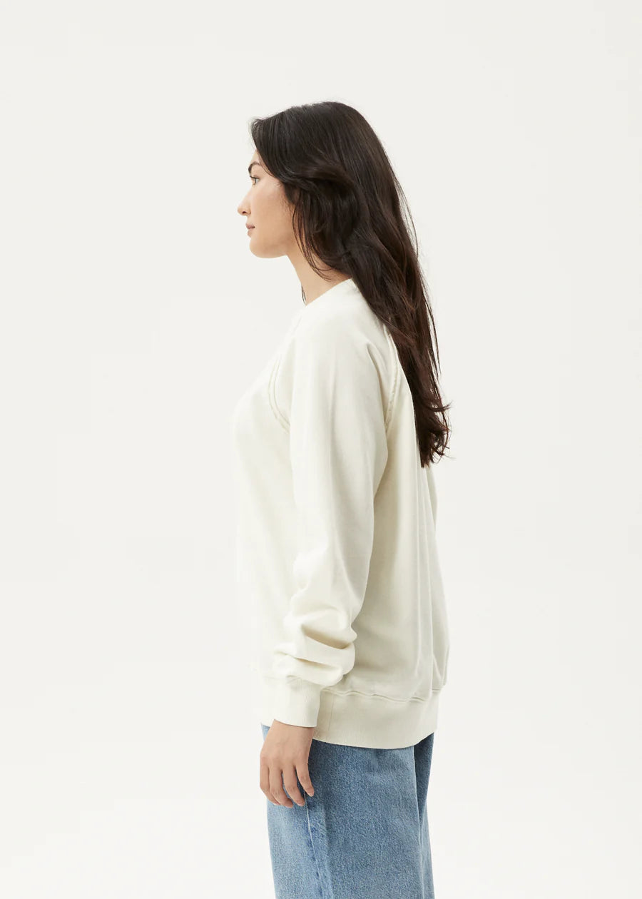 Afends Cutback Recycled Raglan Crewneck- Off White