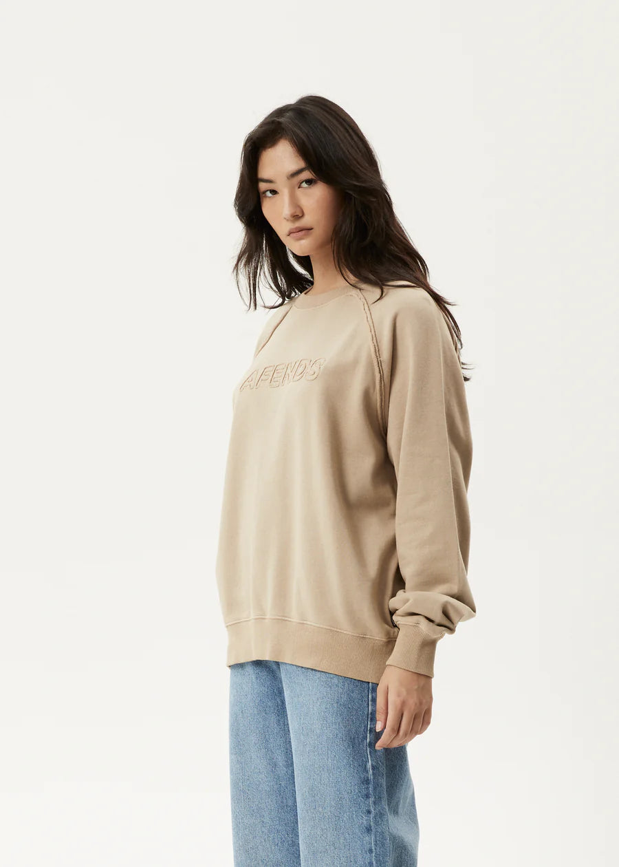 Afends Cutback Recycled Raglan Crewneck- Taupe