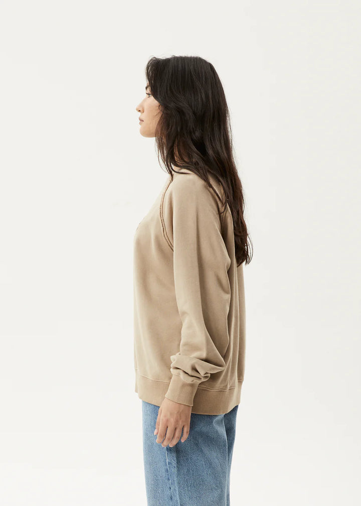 Afends Cutback Recycled Raglan Crewneck- Taupe