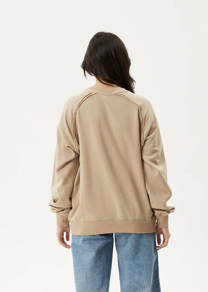 Afends Cutback Recycled Raglan Crewneck- Taupe