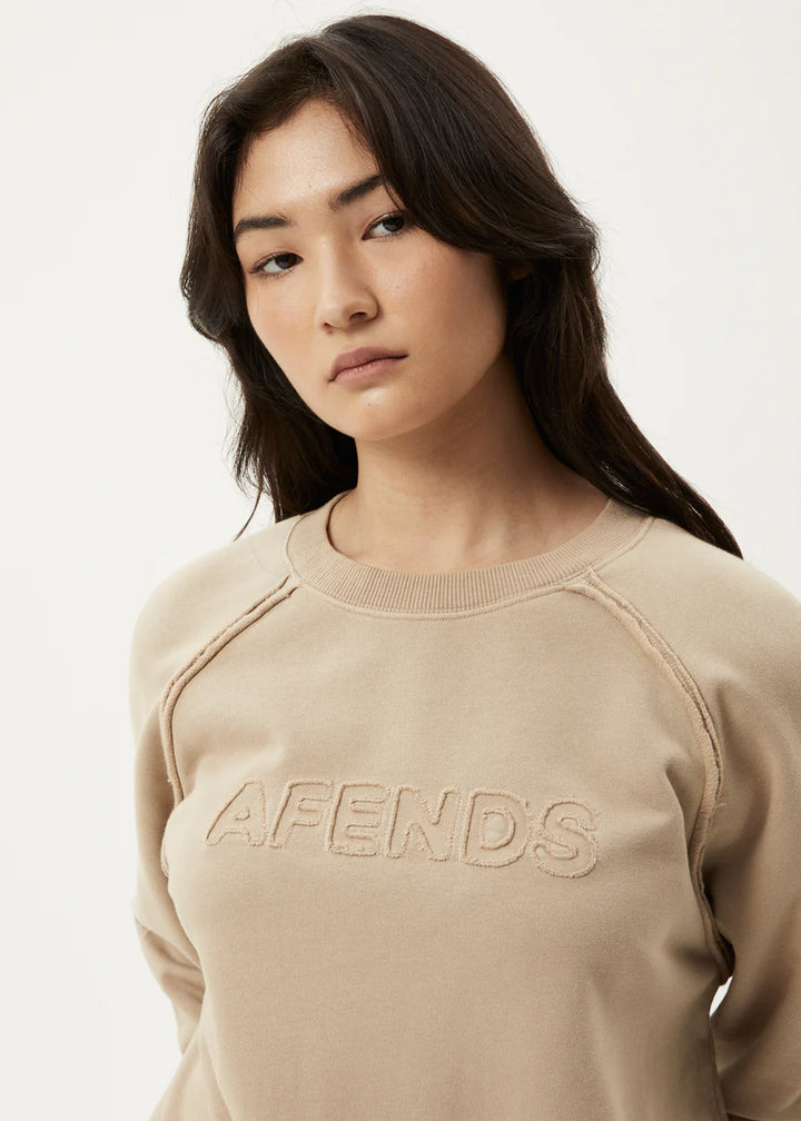 Afends Cutback Recycled Raglan Crewneck- Taupe