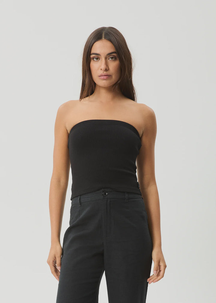 Afends Jamie Organic Rib Tube Top-Black