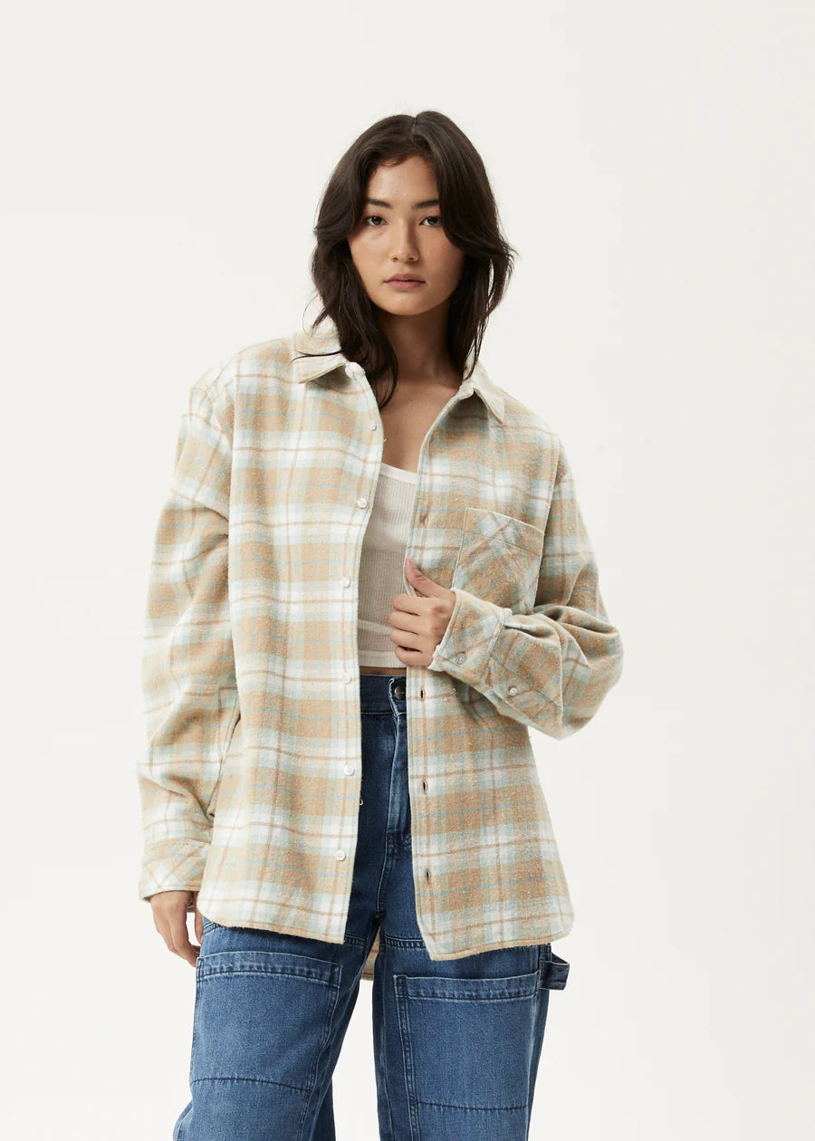 Afends Lighthouse Flannel Shirt- Taupe