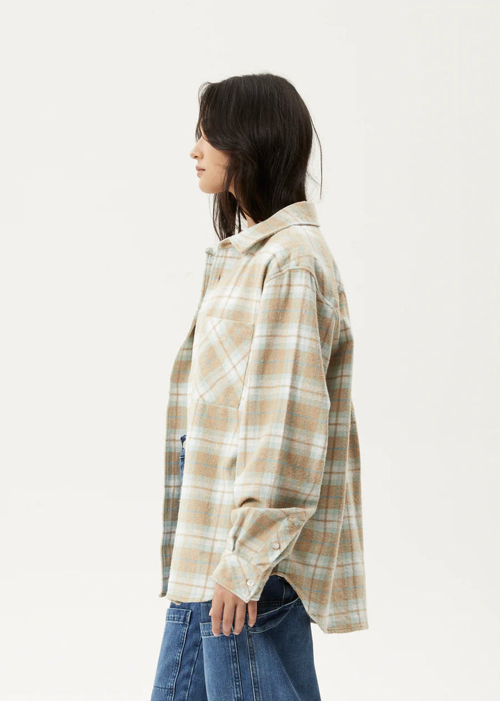 Afends Lighthouse Flannel Shirt- Taupe