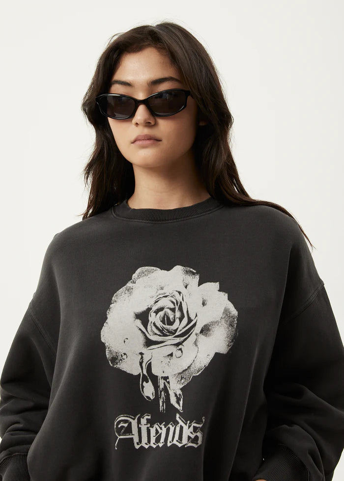 Afends Sweet Juliet Crew Neck- Stone Black