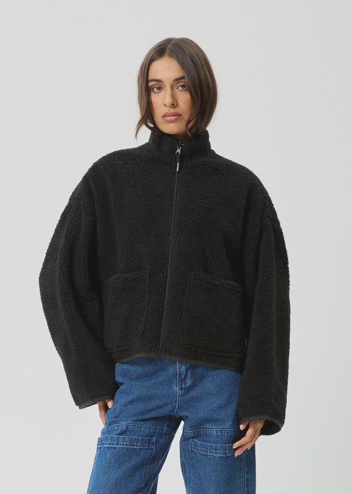 Afends Berlin Reversible Recycled Polar Fleece Jacket - Black
