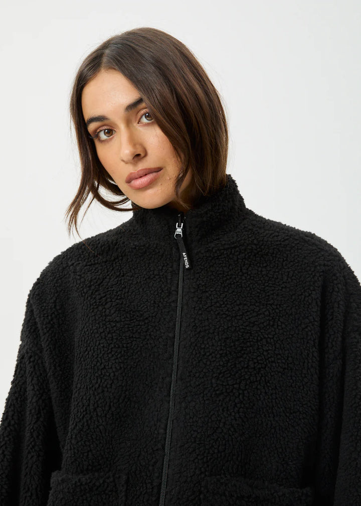 Afends Berlin Reversible Recycled Polar Fleece Jacket - Black