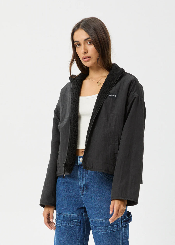 Afends Berlin Reversible Recycled Polar Fleece Jacket - Black