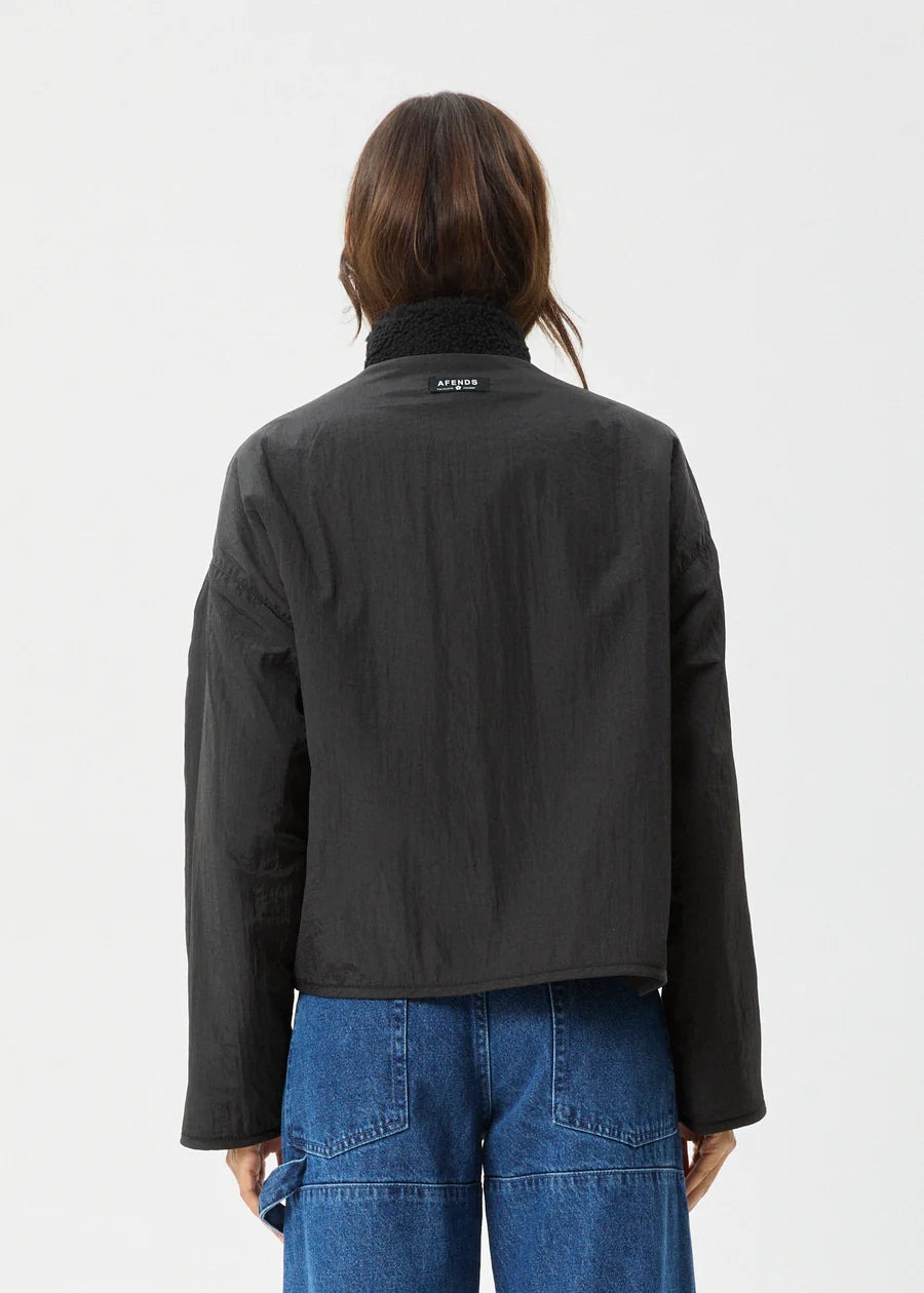 Afends Berlin Reversible Recycled Polar Fleece Jacket - Black