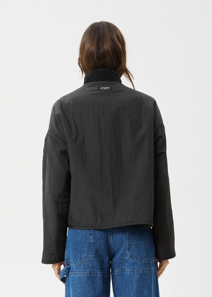 Afends Berlin Reversible Recycled Polar Fleece Jacket - Black
