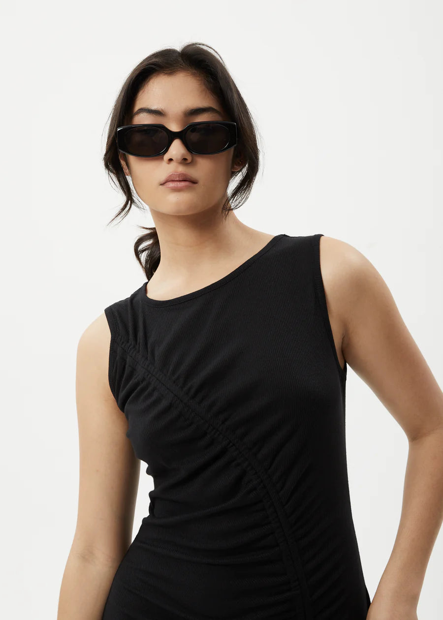 Afends Mirage Bamboo Sheer Maxi Dress - Black