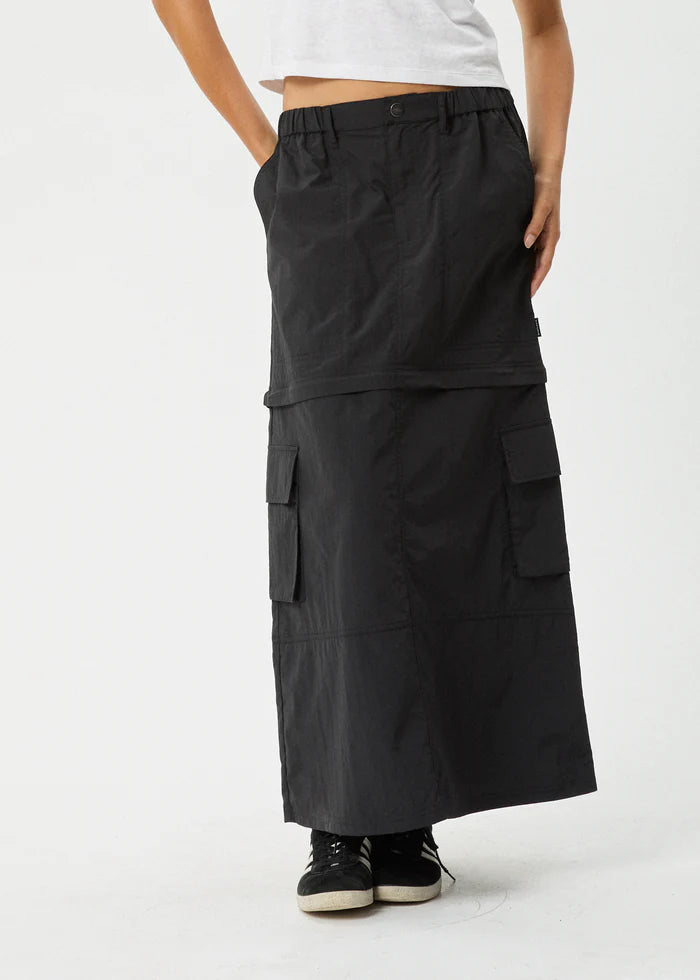 Afends Instinct Recycled Zip Off Maxi Skirt - Black