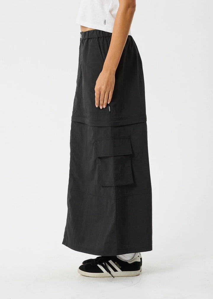 Afends Instinct Recycled Zip Off Maxi Skirt - Black