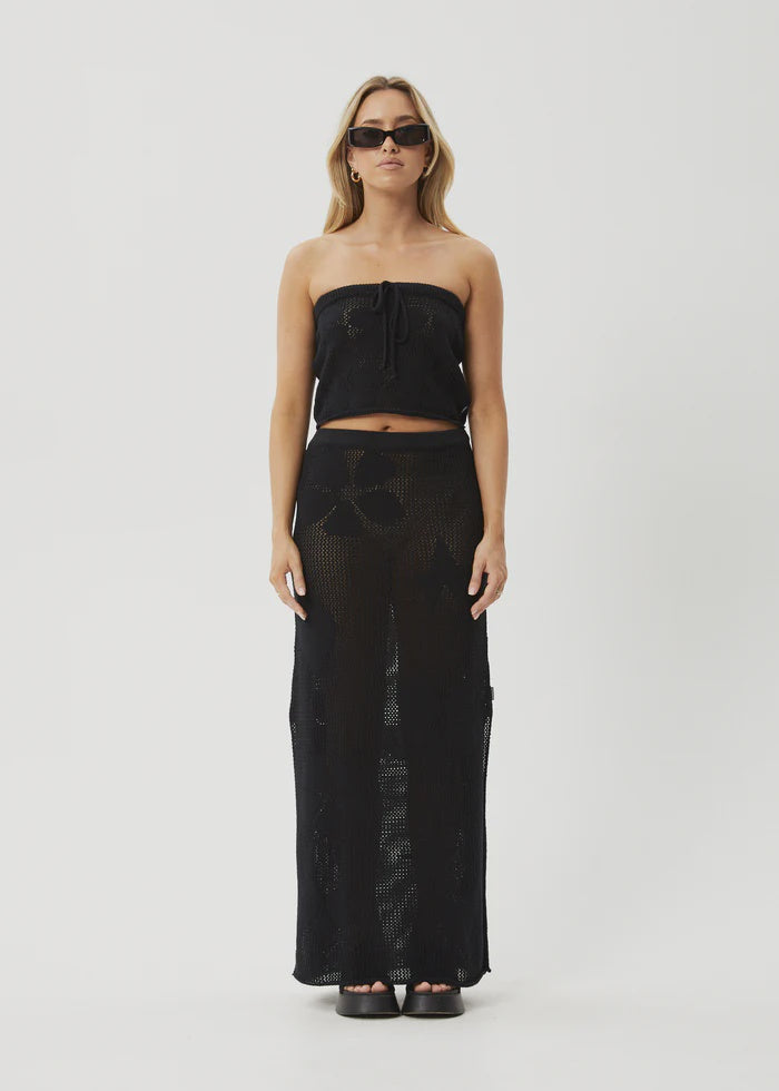 Afends Riley Knit Maxi Skirt- Black