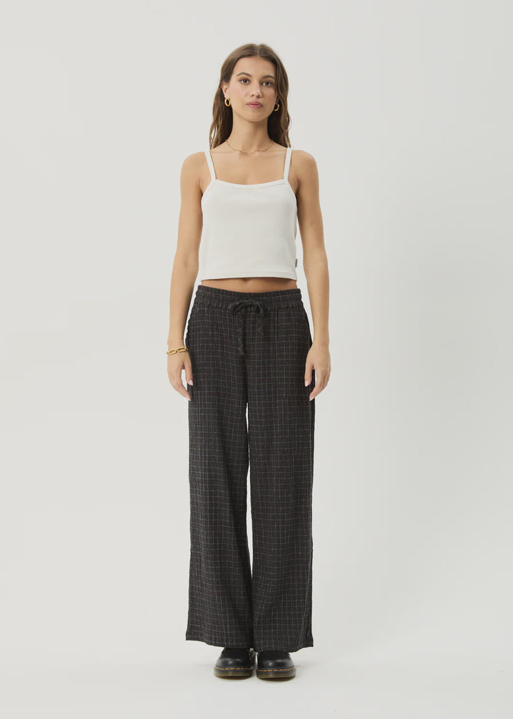 Afends Dusk Hemp Seersucker Check Pant - Black Check