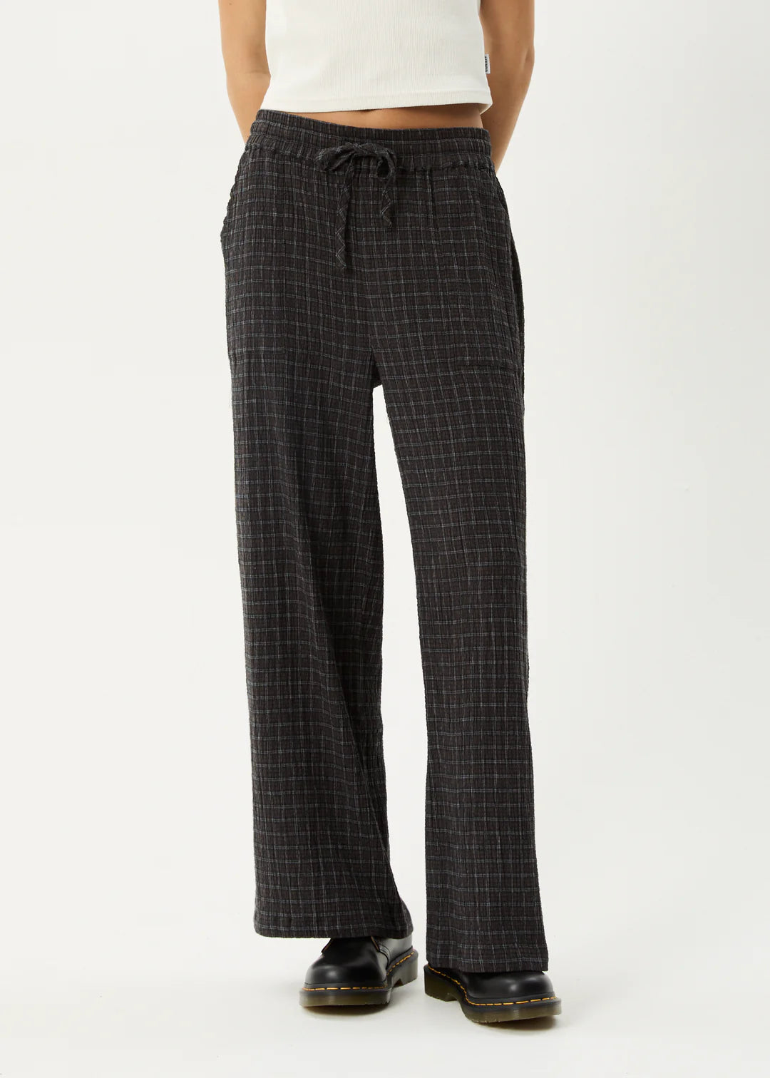 Afends Dusk Hemp Seersucker Check Pant - Black Check