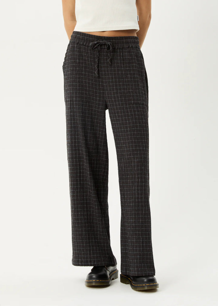 Afends Dusk Hemp Seersucker Check Pant - Black Check