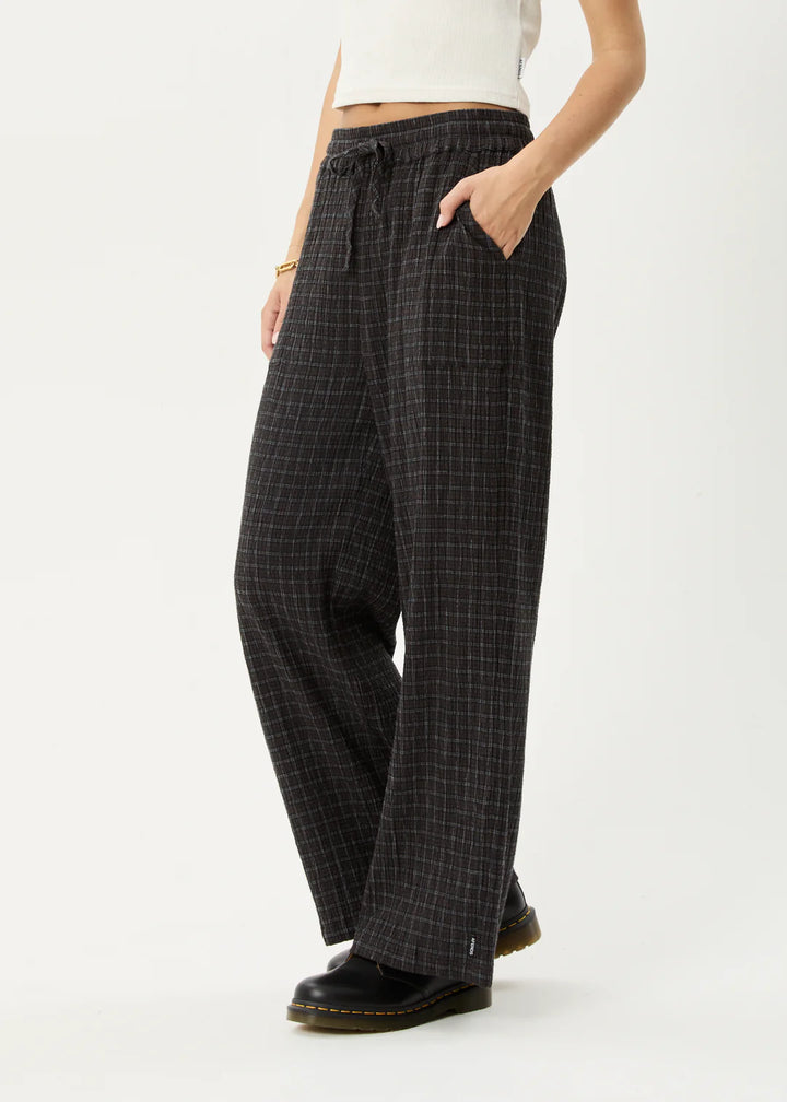 Afends Dusk Hemp Seersucker Check Pant - Black Check
