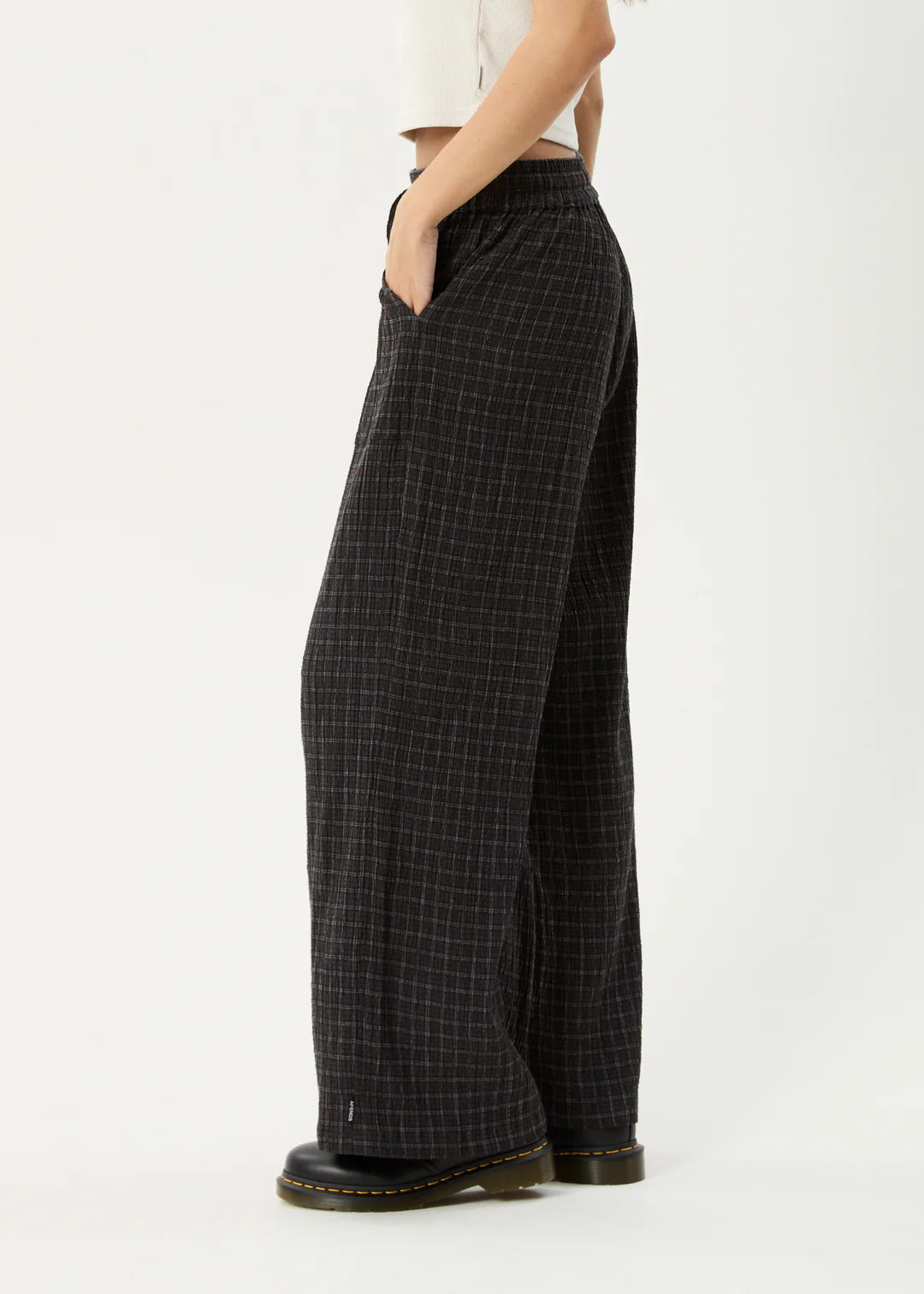 Afends Dusk Hemp Seersucker Check Pant - Black Check