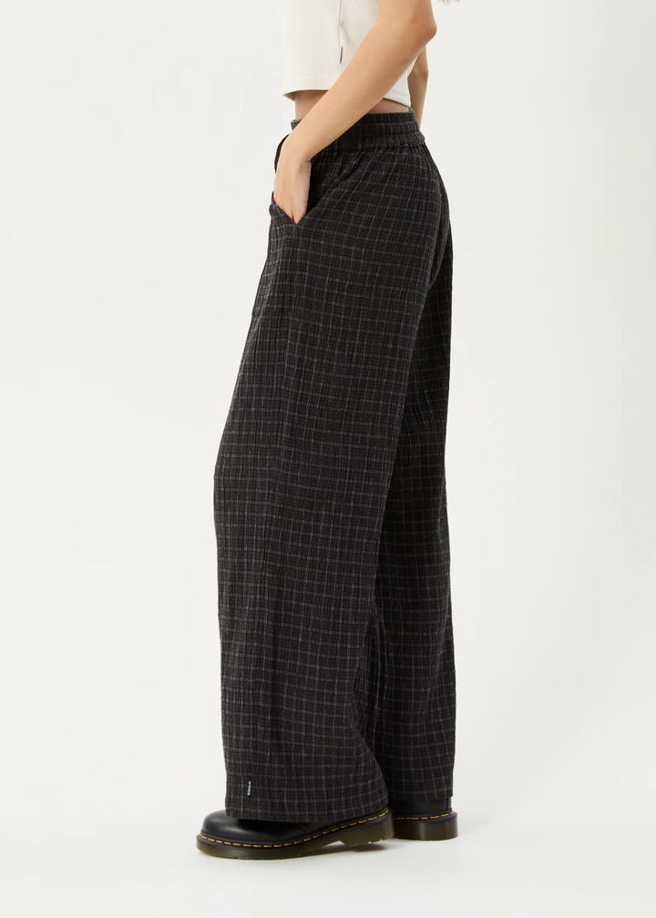 Afends Dusk Hemp Seersucker Check Pant - Black Check