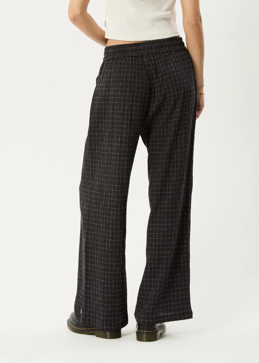 Afends Dusk Hemp Seersucker Check Pant - Black Check