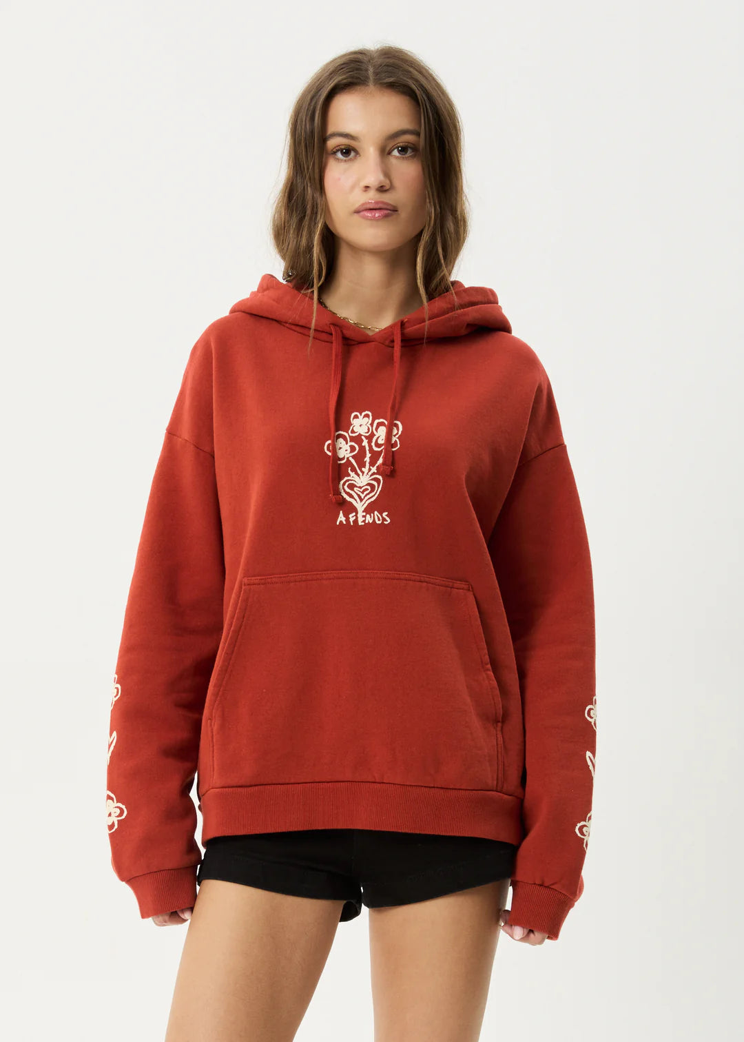 Afends Maisie Recycled Pull On Hood - Red Rum
