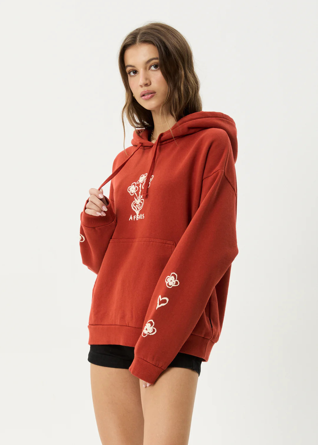 Afends Maisie Recycled Pull On Hood - Red Rum