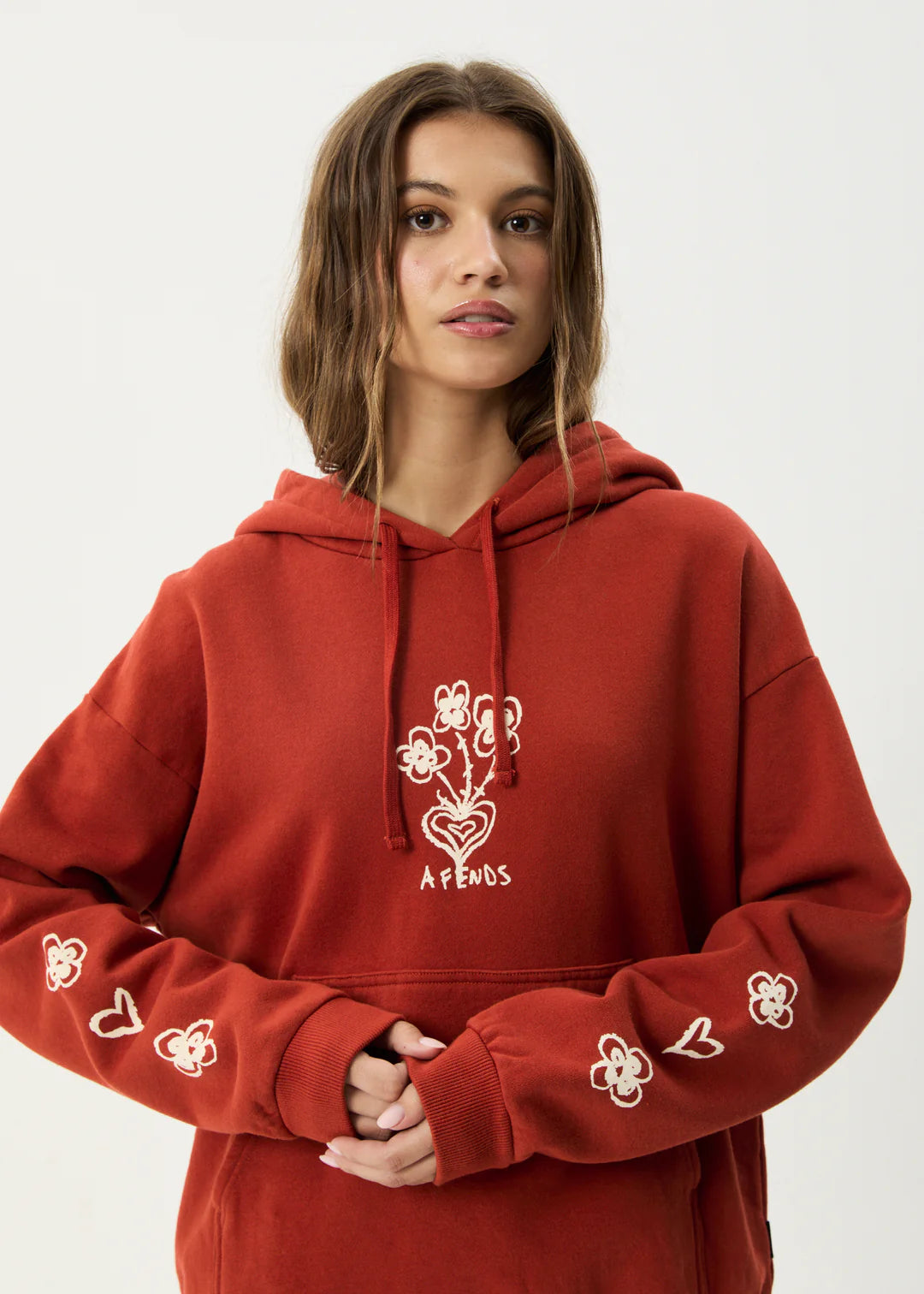 Afends Maisie Recycled Pull On Hood - Red Rum