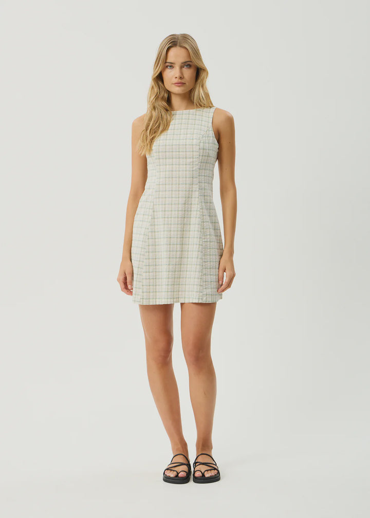 Afends Legacy Organic Seersucker Mini Dress - Boa Check