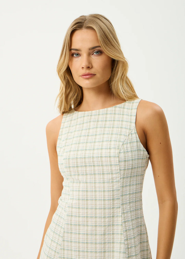 Afends Legacy Organic Seersucker Mini Dress - Boa Check