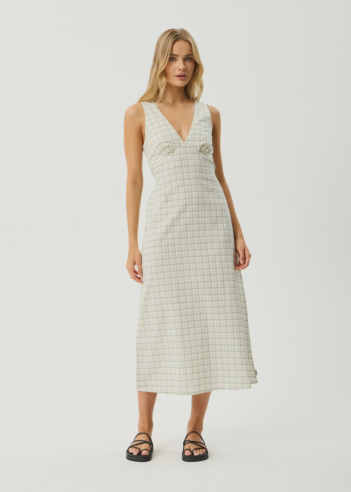 Afends Legacy Organic Seersucker Maxi Dress - Boa Check