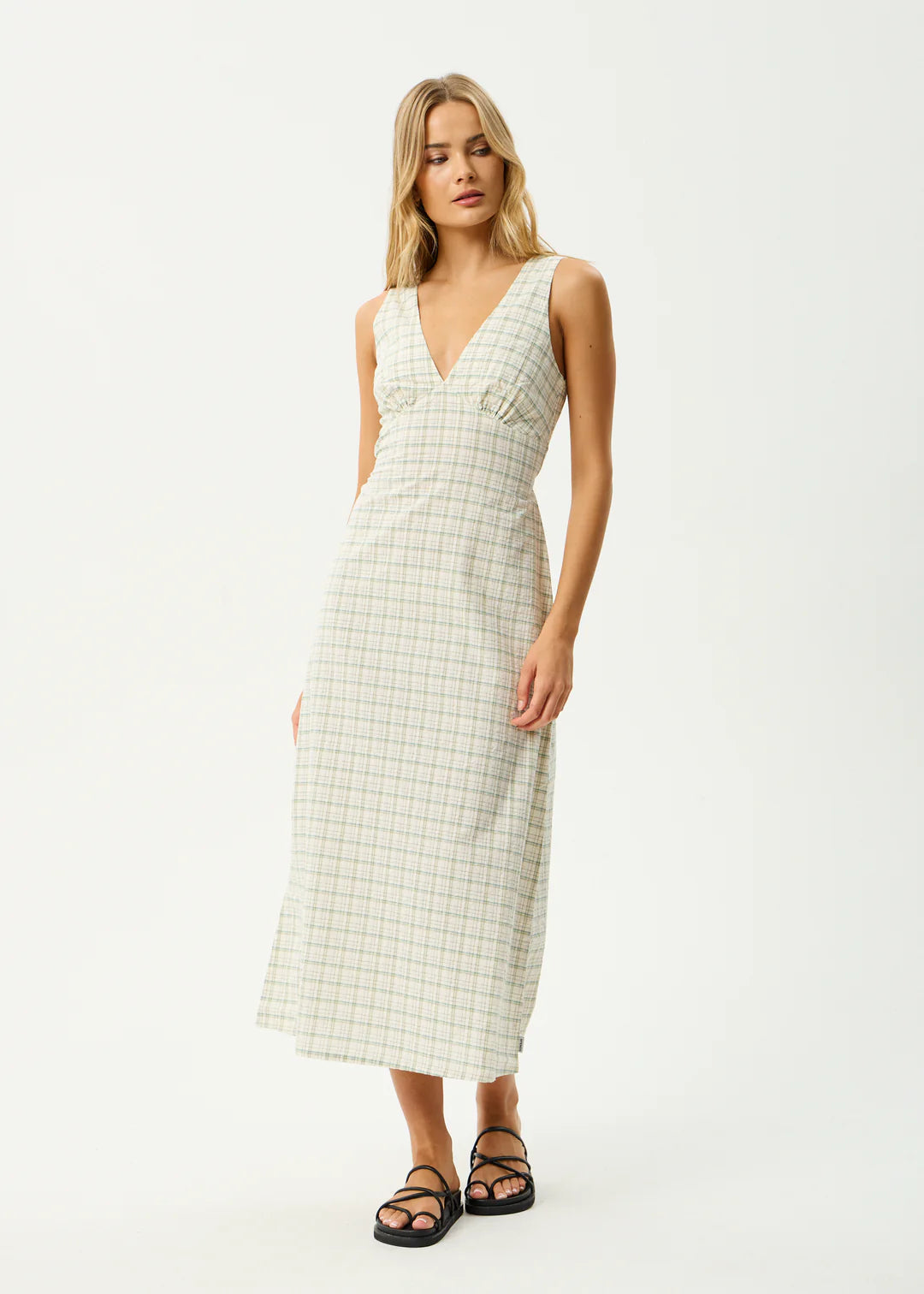 Afends Legacy Organic Seersucker Maxi Dress - Boa Check