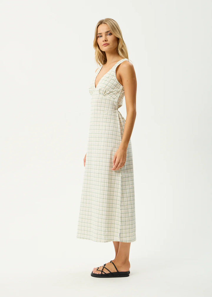 Afends Legacy Organic Seersucker Maxi Dress - Boa Check