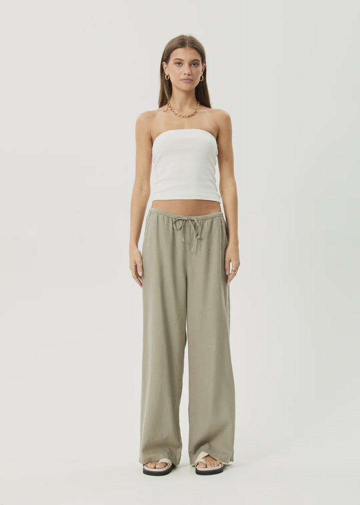 Afends Lenni Wide Leg Pant-Olive