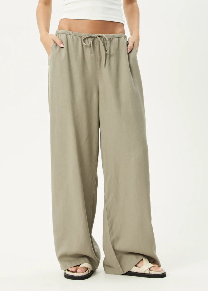 Afends Lenni Wide Leg Pant-Olive